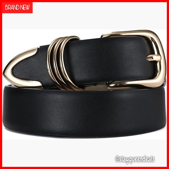 Leather Belt with Gold Buckle for Women, Versatile Fashion Accessory main image 6